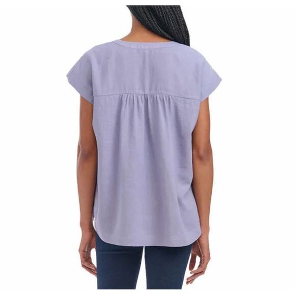 Splendid Linen Blouse Large Ladies’ Top Shirt Purple NWT V-Neck Loose Fit Soft - Picture 2 of 6